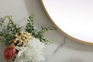 Metal Frame Oval Mirror 27x40 Inch in Brass