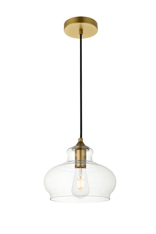 Destry 1 Light Brass Pendant With Clear Glass