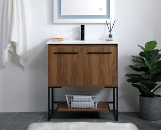 30 inch  Single Bathroom Vanity in Walnut Brown