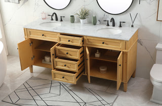 72 inch double bathroom vanity in natural wood