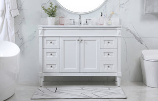 48 inch Single bathroom vanity in white with backsplash