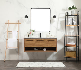 48 inch Single bathroom vanity in walnut brown with backsplash