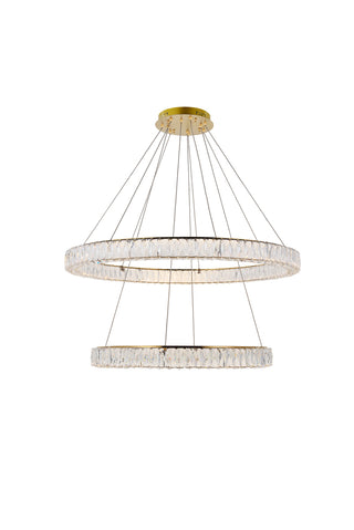 Monroe Integrated LED light Gold Chandelier Clear Royal Cut Crystal