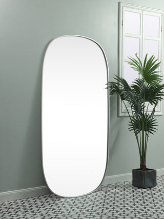 Metal Frame Oval Mirror 30x60 Inch in Silver