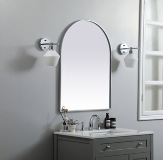 Metal Frame Arch Mirror 27x36 Inch in Silver