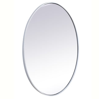 Metal frame oval mirror 34 inch in silver