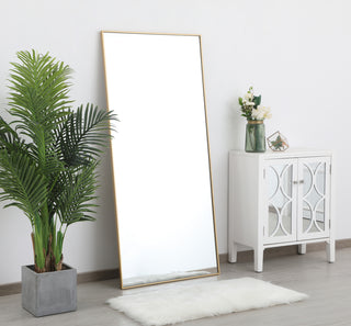 Metal frame rectangle mirror 30 inch in Brass