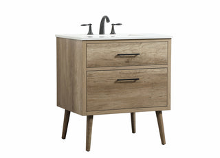 30 inch Single bathroom vanity in natural oak