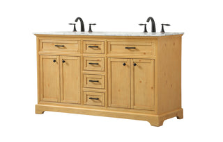 60 inch double bathroom vanity in natural wood