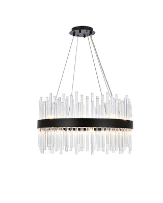 Dallas 25 inch round crystal pendant in black