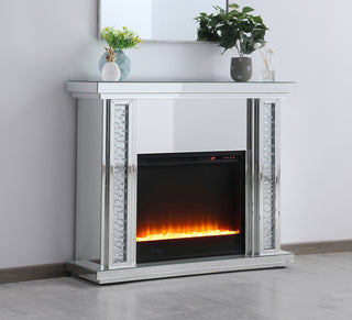 47.5 in. Crystal mirrored mantle with crystal insert fireplace