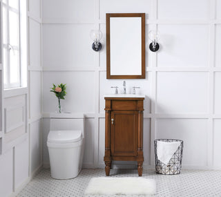 18 inch Single Bathroom vanity in walnut  with ivory white engineered marble