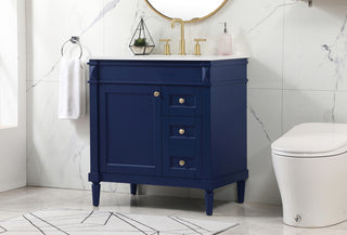 32 inch Single bathroom vanity in blue