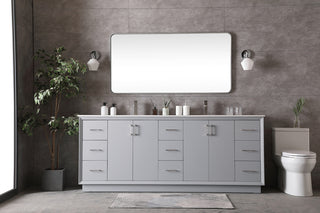 84 Inch Double Bathroom Vanity In Grey