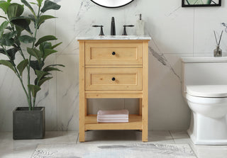 24 inch Single bathroom vanity in natural wood