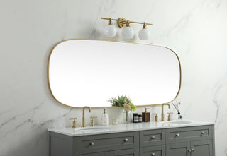 Metal Frame Oval Mirror 30x72 Inch in Brass