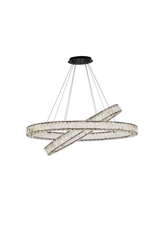 Monroe 40 inch LED oval double ring pendant in black