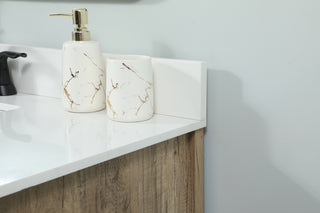 32 inch Single bathroom vanity in natural oak with backsplash