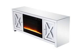 59 in.crystal mirrored TV stand with crystal insert fireplace