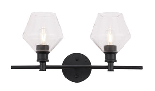 Gene 2 light Black and Clear glass Wall sconce