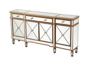 72 inch mirrored credenza in gold