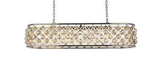 Madison 7 light polished Nickel Chandelier Golden Teak (Smoky) Royal Cut Crystal