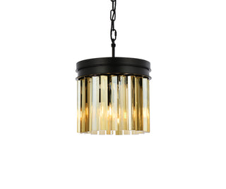 Sydney 3 light Matte Black Pendant Golden Teak (Smoky) Royal Cut Crystal