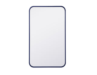 Soft corner metal rectangular mirror 18x30 inch in Blue