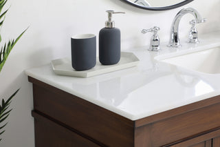 48 inch Single Bathroom vanity in Walnut with ivory white engineered marble