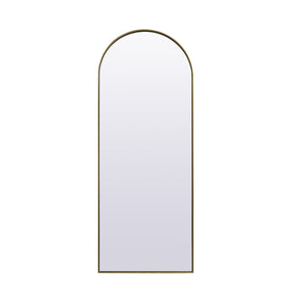 Metal Frame Arch Full Length Mirror 28x74 Inch in Brass