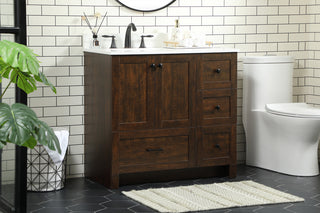 36 inch Single bathroom vanity in expresso with backsplash