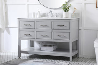 48 inch Single bathroom vanity in gray with backsplash