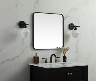 Soft corner metal square mirror 24x24 inch in Black