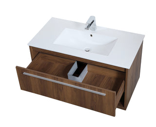 36 inch  Single Bathroom Floating Vanity in Walnut Brown