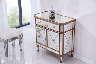 1 Drawer 2 Door Cabinet 32 in. x 16 in. x 32 in. in Gold Clear