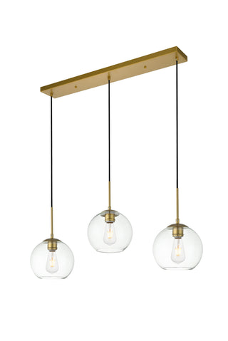 Baxter 3 Lights Brass Pendant With Clear Glass