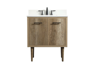 30 inch Single bathroom vanity in natural oak with backsplash