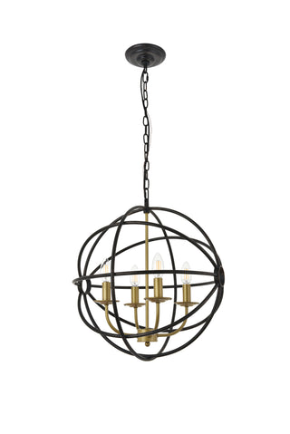 Octavia 4 light Brass and Dark Brown Pendant