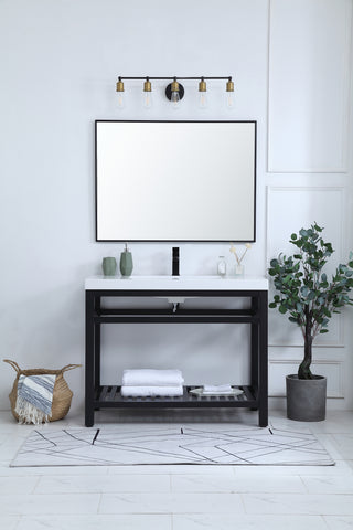 42 inch Single Bathroom Metal Vanity in Black