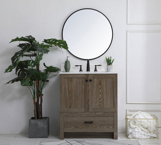 30 inch Single Bathroom Vanity in Weathered oak with Backsplash