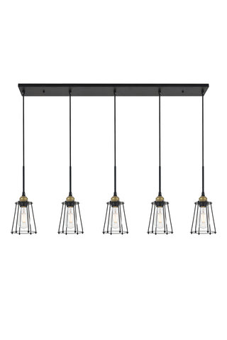 Auspice 5 light brass and black Pendant