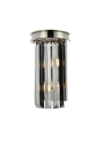 Sydney 2 light polished nickel Wall Sconce Silver Shade (Grey) Royal Cut Crystal