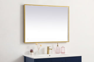 Pier 27x36 inch LED mirror with adjustable color temperature 3000K/4200K/6400K in brass