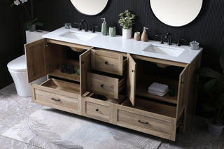 72 Inch Double Bathroom Vanity In Natural Oak