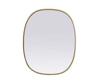 Metal Frame Oval Mirror 24x30 Inch in Brass