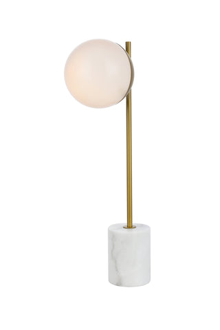 Eclipse 1 Light Brass Table Lamp With Frosted White Glass