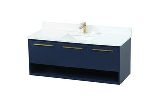 48 inch Single bathroom vanity in blue with backsplash