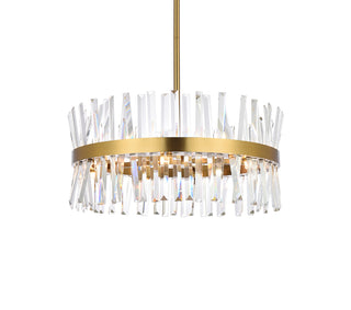 Serephina 25 inch crystal round pendant light in satin gold