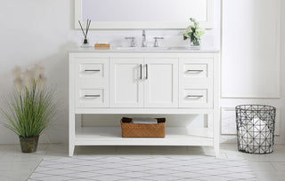 48 inch Single Bathroom Vanity in White with Backsplash