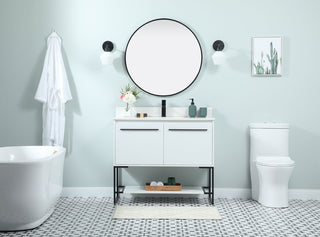 40 inch Single bathroom vanity in white with backsplash